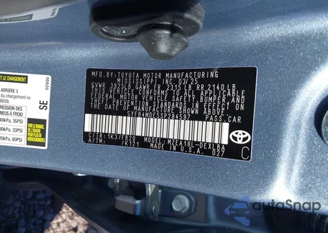 2025 Toyota Corolla Le из США, поврежденный, VIN 5YFB4MDE5SP284597